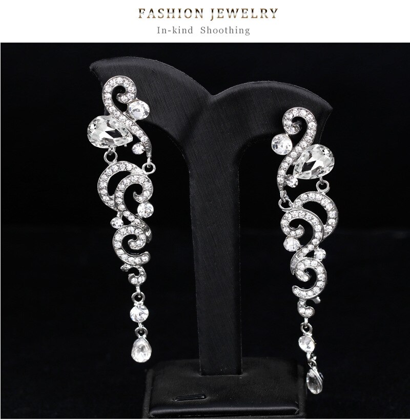 Crystal Zirkoon Wedding Oorbellen Voor Vrouwen Koreaanse Mode Strass Bridal Lange Dangle Oorbellen Sieraden BA050: BA153