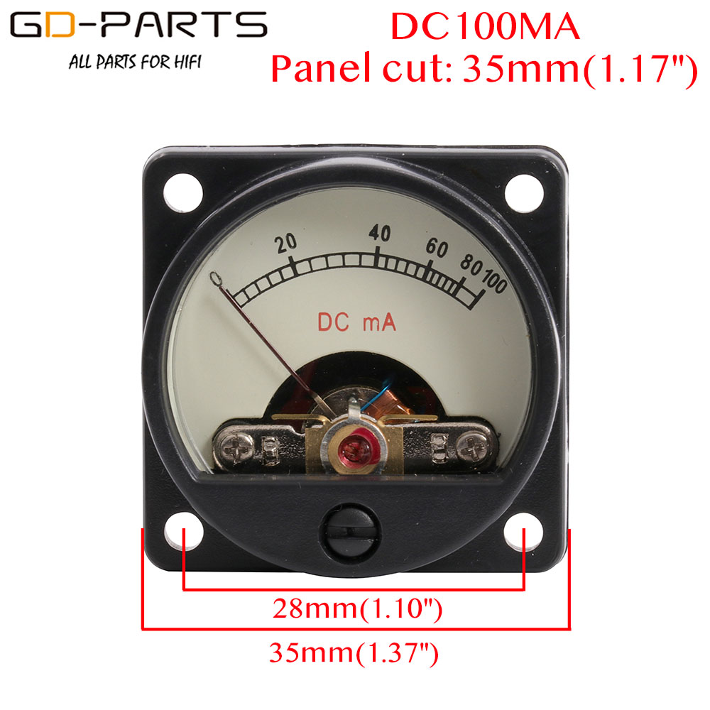 35mm DC100mA DC200mA 500UA VU Paneelmeter Ampere Meter Met 12V Warm Back Light Voor Vintage 300B KT88 EL34 211 845 Tube AMP DIY