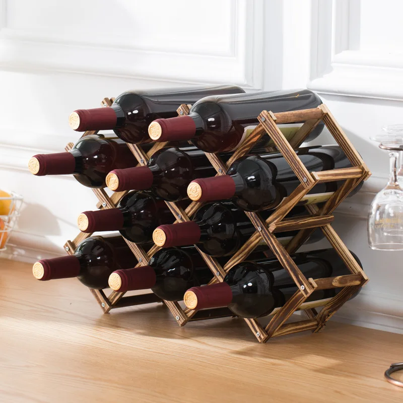 Estantes de madera para vino, estantes apilables para almacenamiento de vino, utensilios de Bar para el hogar, gabinetes de vino, herramientas de Bar, 3/5/6/10 botellas
