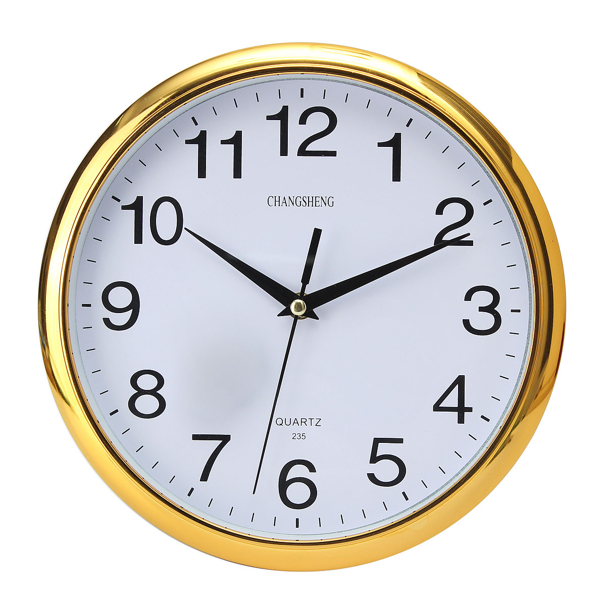 Modern 10 Inch Wall Clock for Living Room Quartz Silent Round Battery Clocks Home Accurate Wall Clock Office Home Decor: Gold