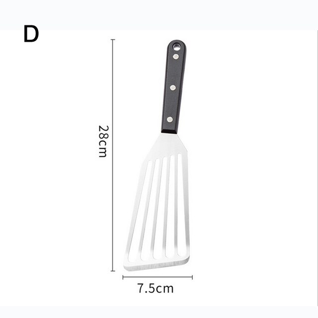 Multi-Purpose Cooking Stainless Steel Fish Spatula Metal Blade With Long Handle Fish Turner Utensils For Cooking Tools: Plastic handle-S