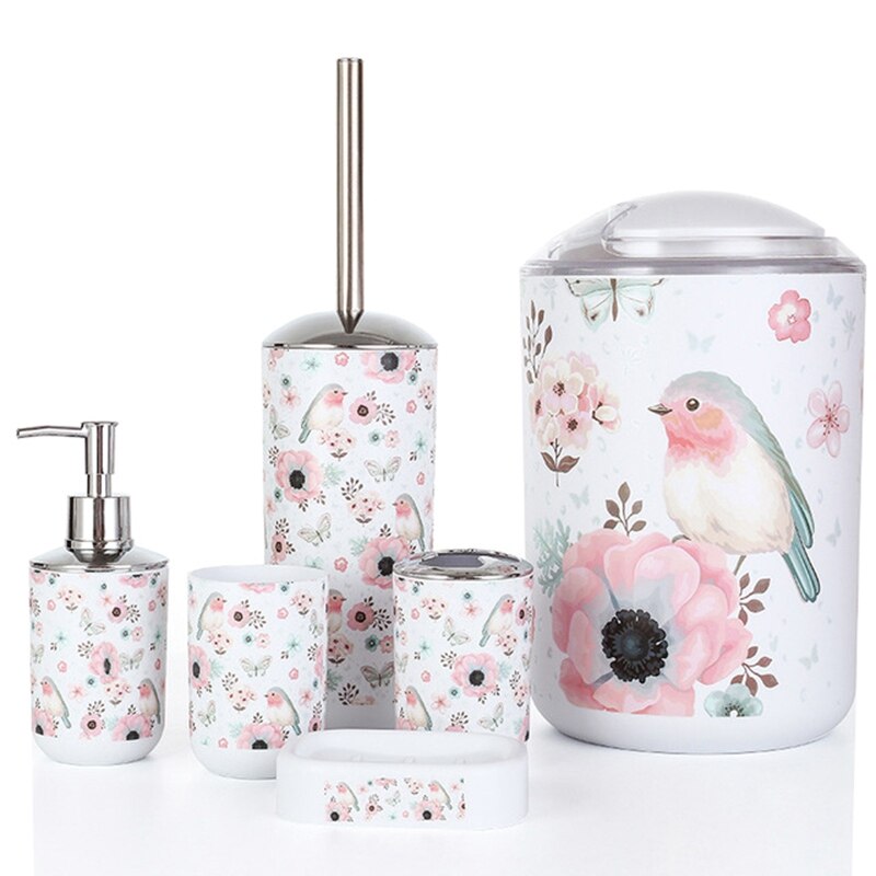 LELAMP 5-delige badkamer accessoire set badkamer set zeepdispenser, tandenborstel houder, tandenborstel beker, zeepschaal, rechte hoek lade, wassen set