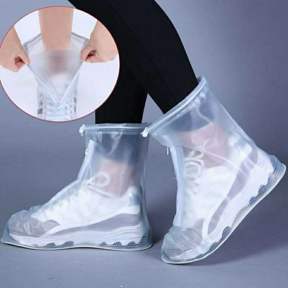 Silicone Waterproof Shoe Cover Unisex Shoes Protectors Rain Boots for Indoor Outdoor Rainy Reusable non-slip shoe Cover: Blue / S