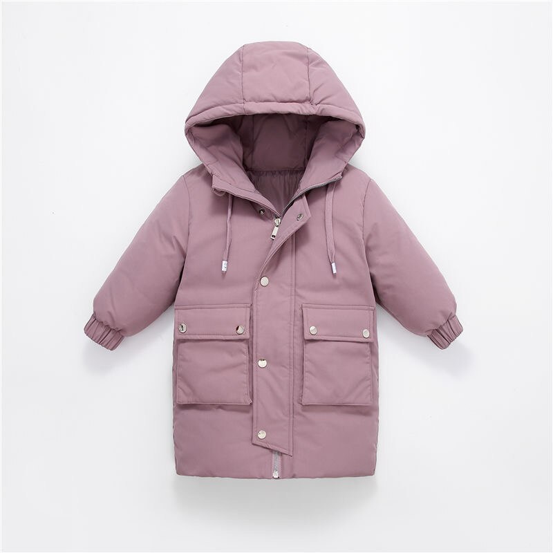 4-10 jahre freundlicher Unten Jacke Winter Mädchen Junge 90% Weiße Ente Unten Mäntel Mit Kapuze draussen Verdicken Warme Lange schnee Tragen freundlicher Jacken: Lila / 120cm