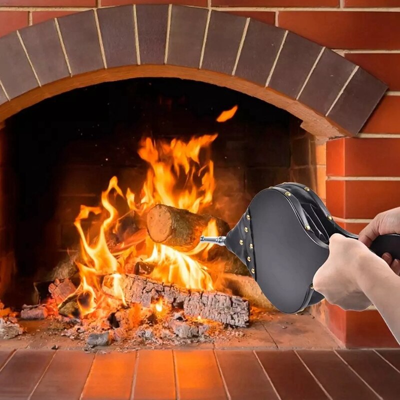 Hand Bellows Leather Fireplace Blower Traditional Stove Fire Lighter Fan for Home DIY Fireside Accessories