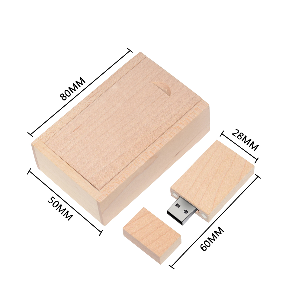 Wooden USB + Box Flash Drive Flash Disk Pendrive 4GB 8GB 16GB 32GB 64GB 128GB Memory Stick Photography