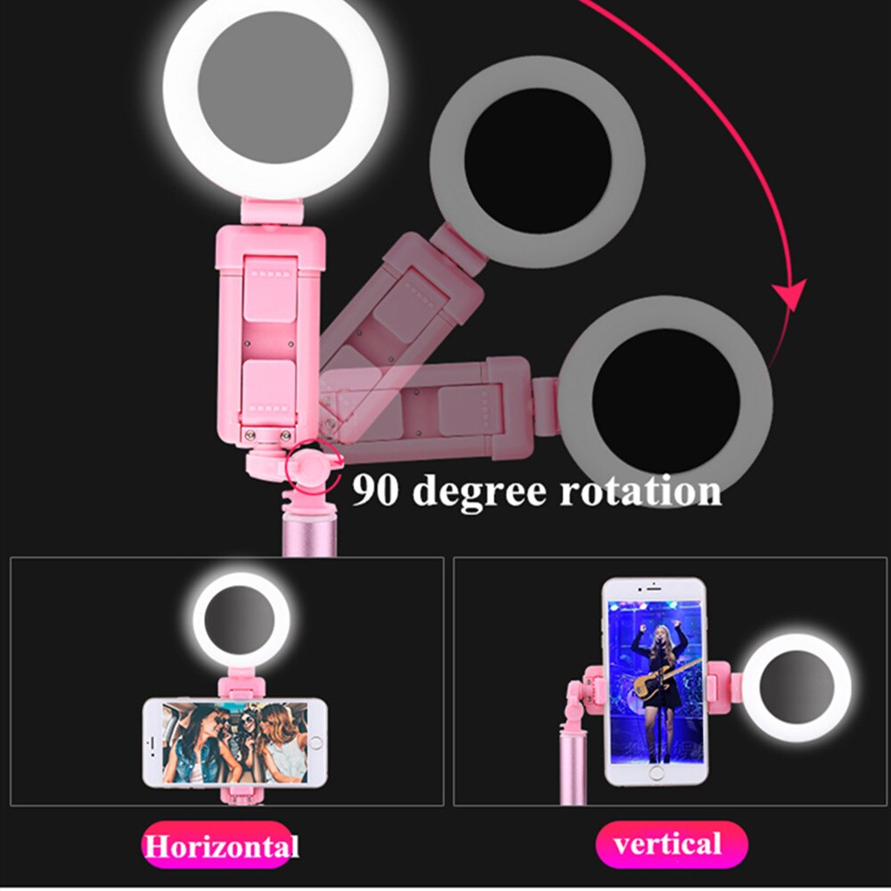 Bluetooth 1.7m selfie stick tripod med led ring fyld lys telefonstativ monopod 360 rotation til smart telefon mobilfoto