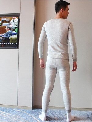 Hommes épaississement cachemire coton hommes ensemble de vêtements de nuit hommes col rond épais pyjama ensemble