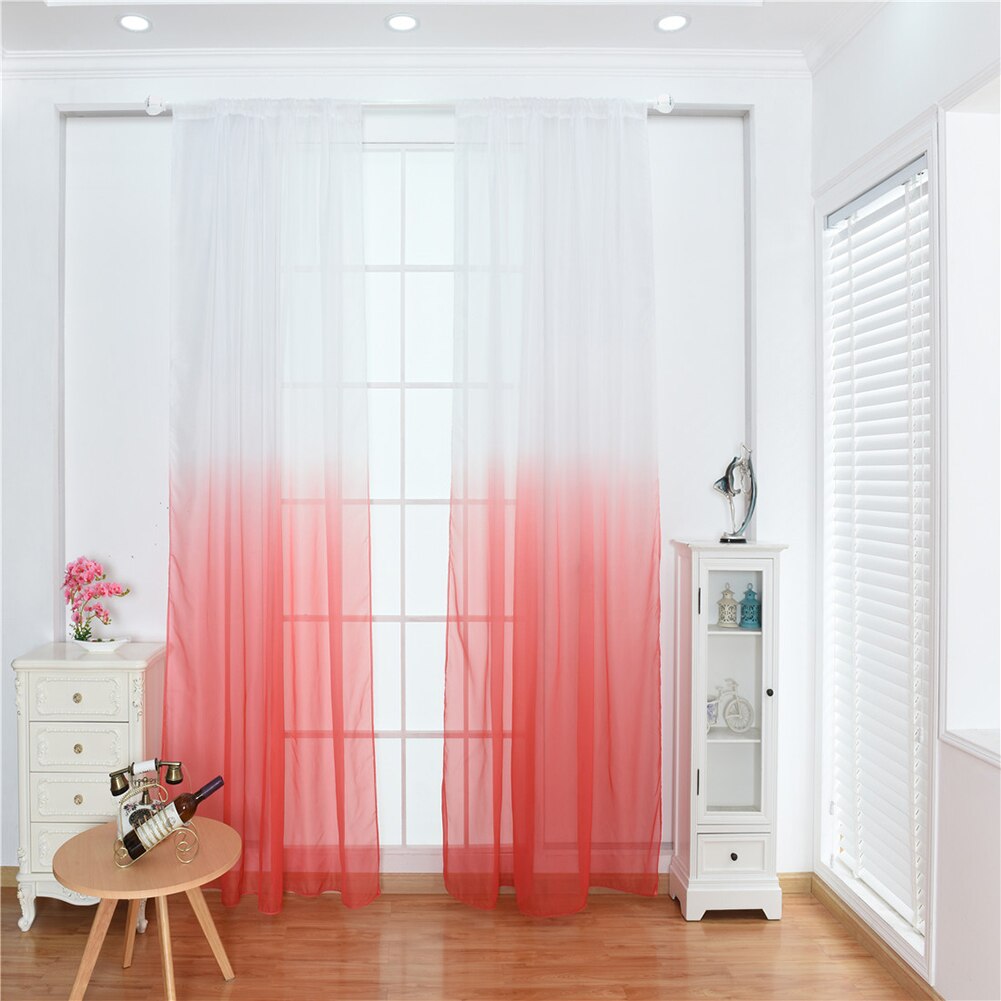 ! moderne gradiëntkleur raam tule gordijn transparante gordijn valance slaapkamer decoratie huistextiel: Rood