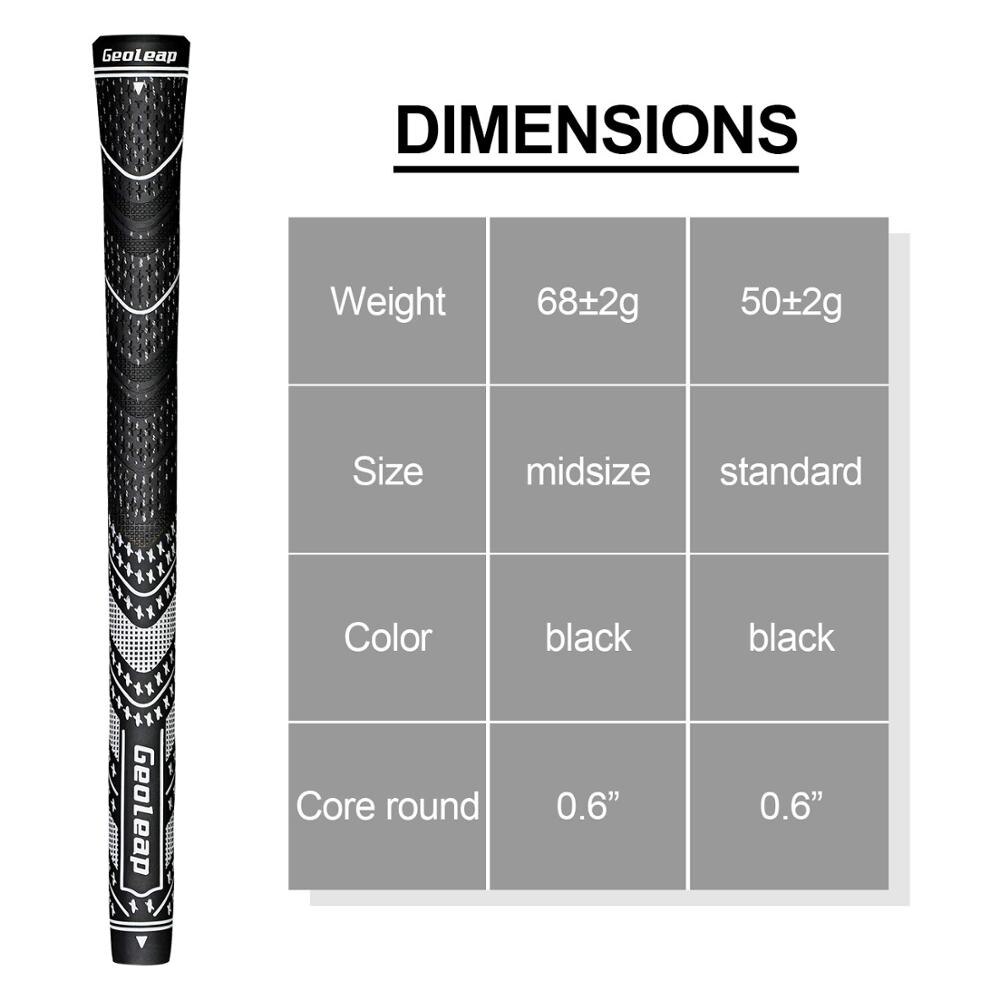 Geoleap ACE-C Golf Grips 10 Stks/partij, Hybride Golf Club Grips, Multi Samengestelde, Standaard, 10 Kleuren Optioneel,: Black