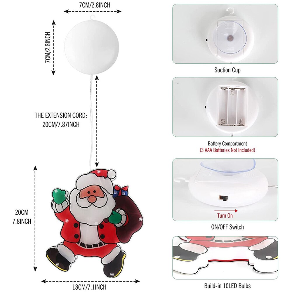 Lampe suspendue pour arbre de noël, bonhomme de neige, père noël, fenêtre, avec ventouse, crochet, pour nouvel an, , décoration intérieure et extérieure