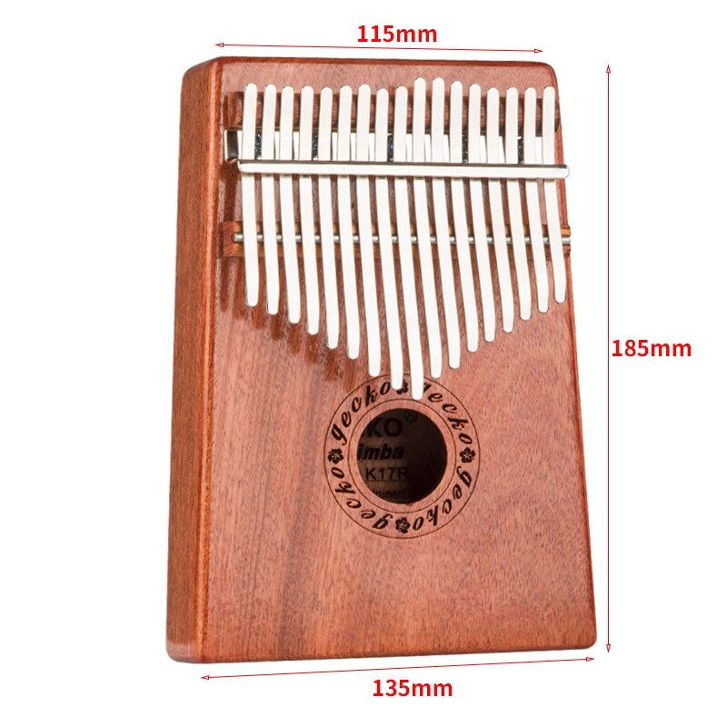 GECKO-K17R Kalimba de 17 teclas, instrumento de música de percusión para dedo pulgar, Piano, para niños y adultos,