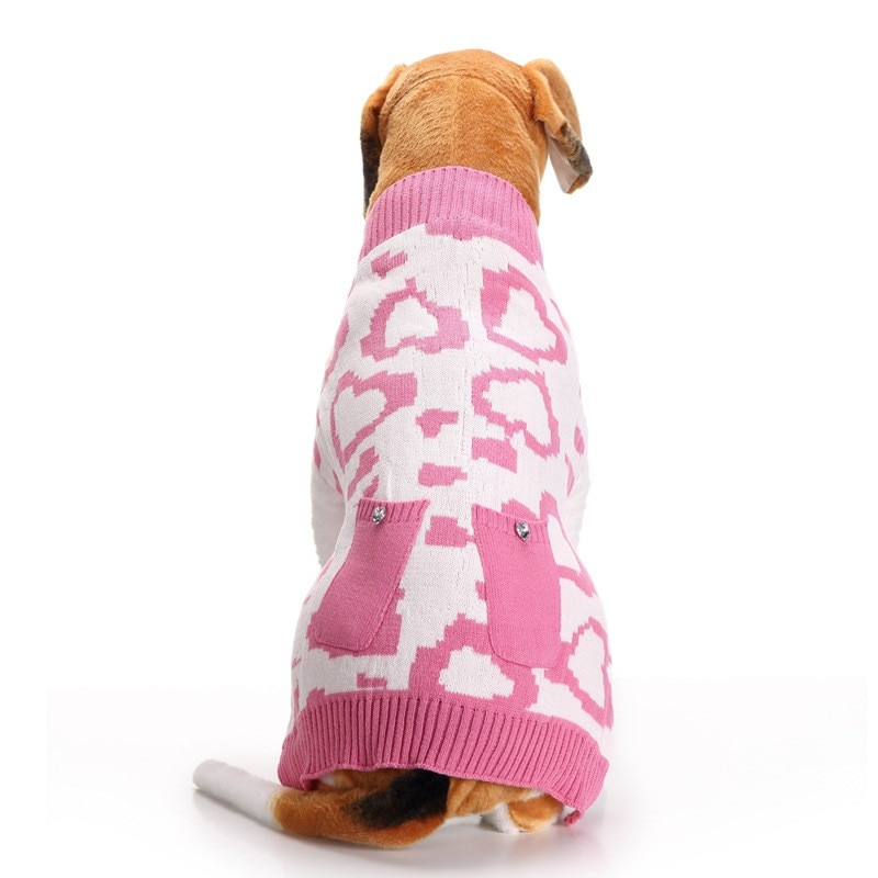 Suéteres de lana para perro, suéter tejido con imagen de amor navideño para perros medianos y grandes, ropa para mascotas (rosa), Otoño/Invierno, novedad