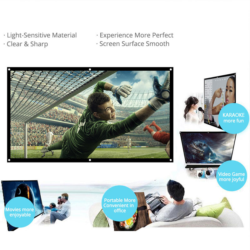 60Inch Projector Screen HD 16:9 Wall Mount LED Projector Screen for Home Theater Office LFX-ING