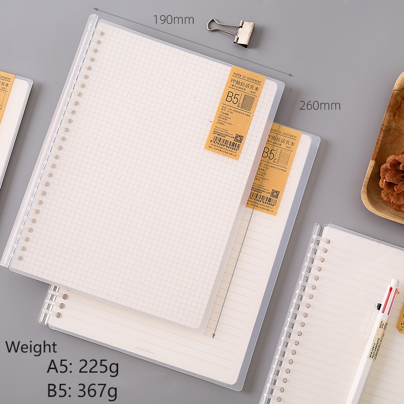 A5/ B5 créativité feuilles mobiles étudiant Pp cahier Transparent filles simples amovible bloc-notes journaux fournitures de papeterie scolaire