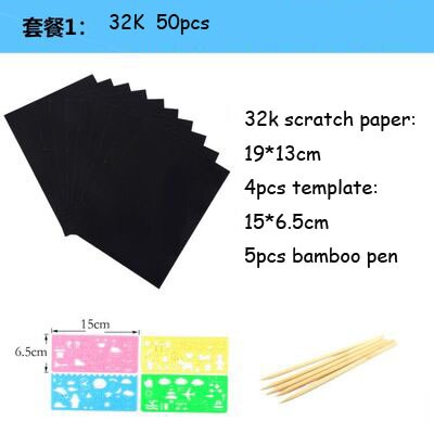Non-toxic A4 scratch paper Children&#39;s students hand-made DIY scratch painting colorful scraping paper 50 sheets 100 sheets: 1