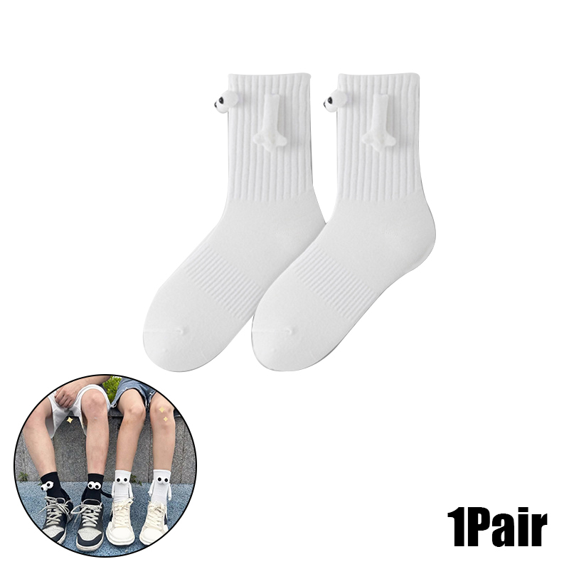 Calcetines magnéticos con manos mujeres hombres negro blanco divertido lindo ojos de dibujos animados pareja calcetines de tubo medio para: Gris oscuro