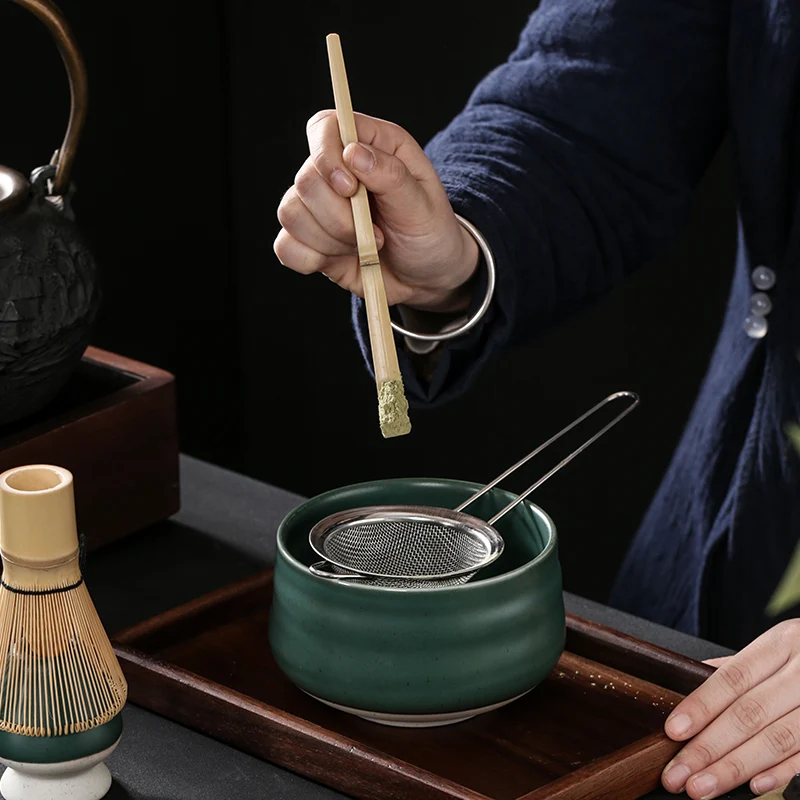 Ensemble de mélangeur matcha japonais en bambou, fait à la main, cuillère à café, agitateur