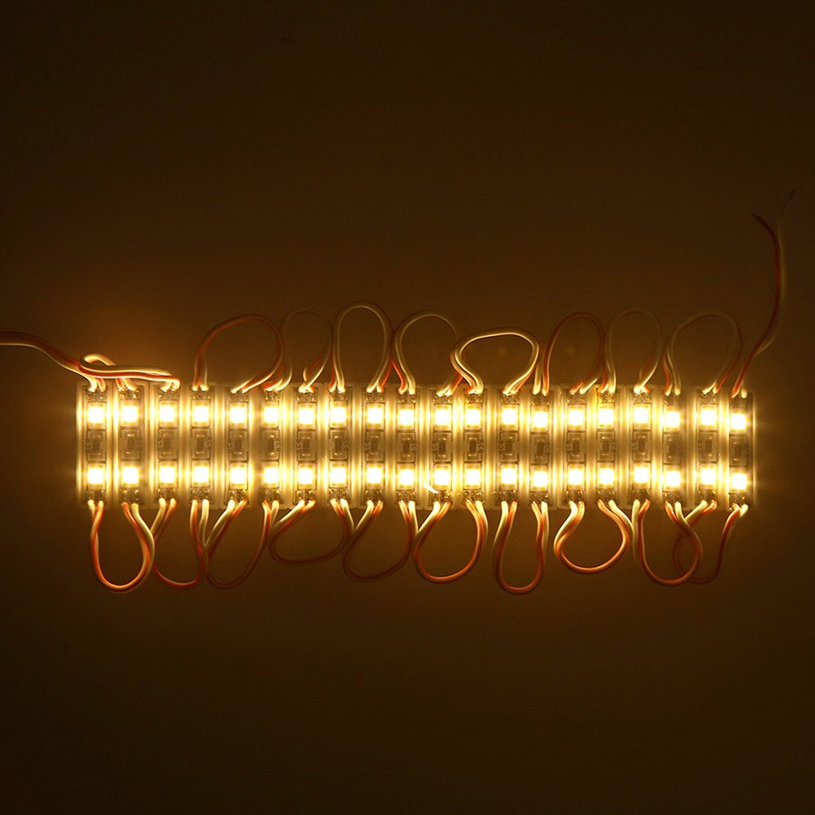 20 piezas-módulo de luz LED de tamaño pequeño, 2835 SMD, 2 LED DC12V, resistente al agua IP65, módulo de iluminación de fondo para tienda, lámparas de tira: Warm White
