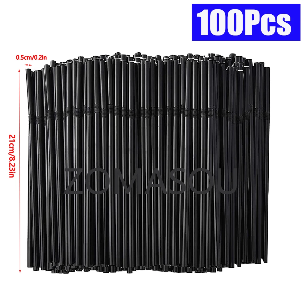 50/3000/6000pc kleurrijke drinkrietjes voor bruiloften, feestjes, melkthee, cocktails, bar, keuken, drankjes, thuis, cola rietje: Zwart
