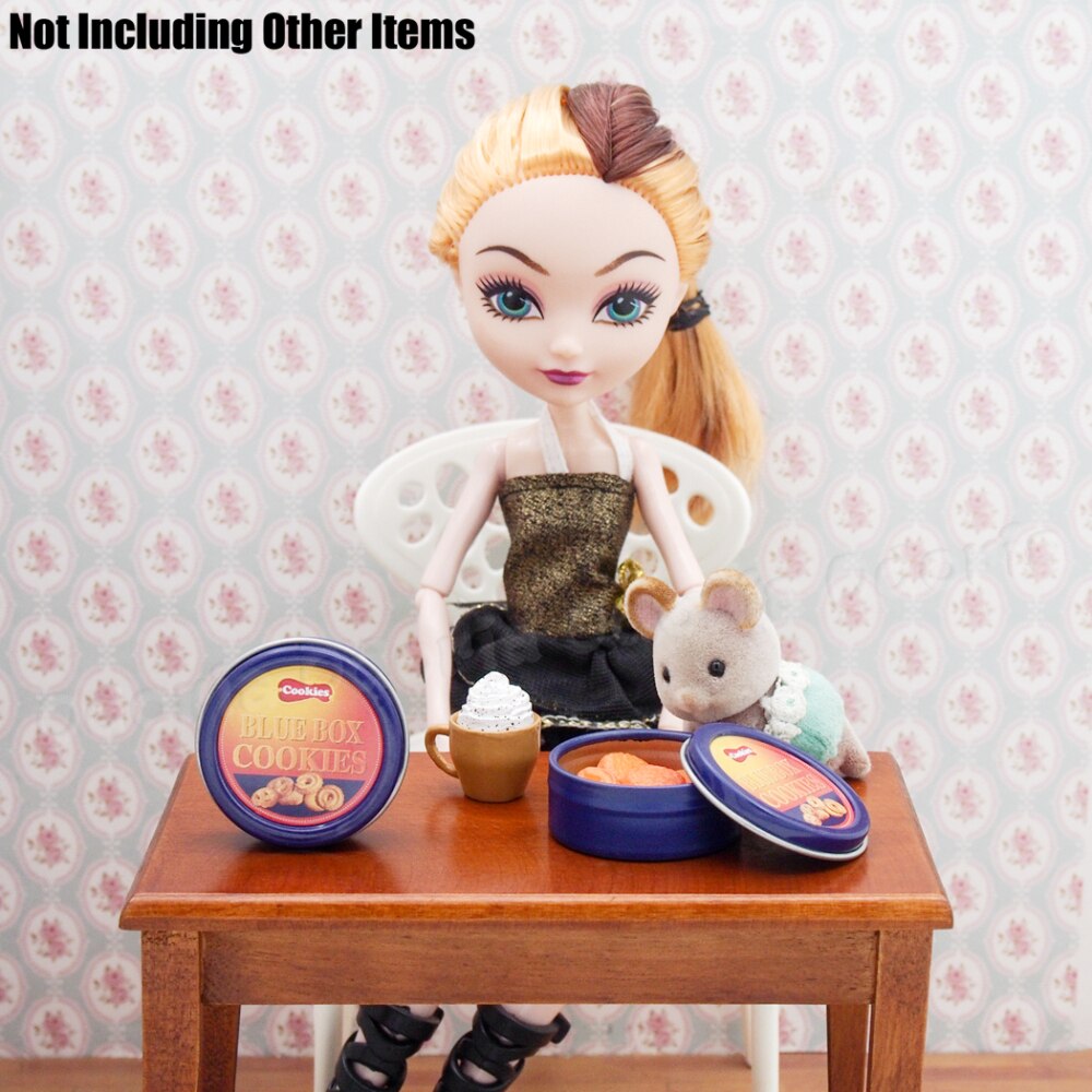 Odoria 1:6 Miniature 2PCS Blue Cookies Boxes Metal Biscuit Food Dollhouse Kitchen Accessories