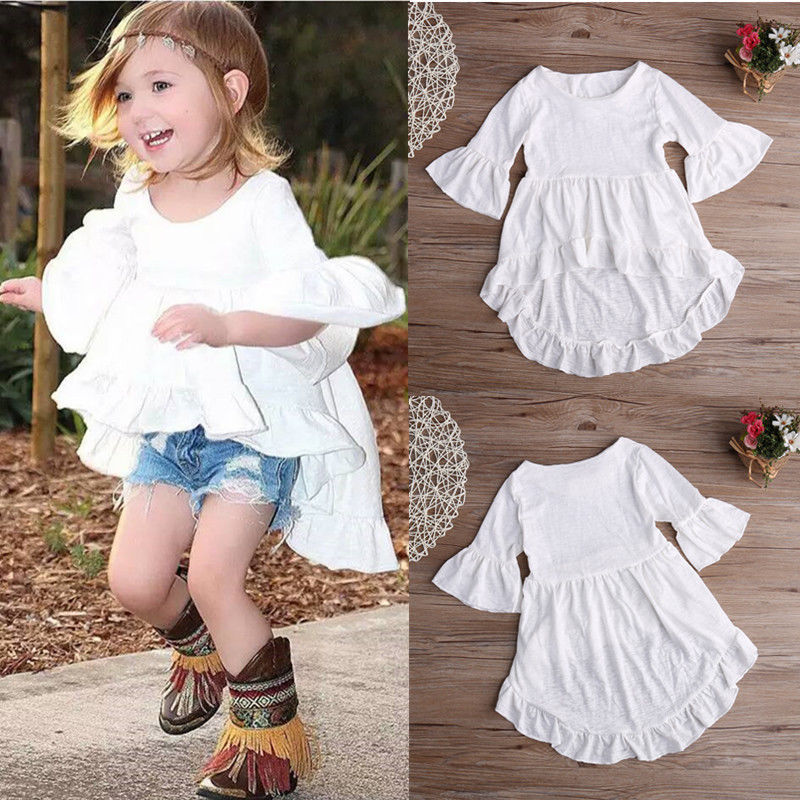 Trajes de algodón con volantes blancos para niñas, blusa, ropa para niñas pequeñas, bonita y , 1 Uds.