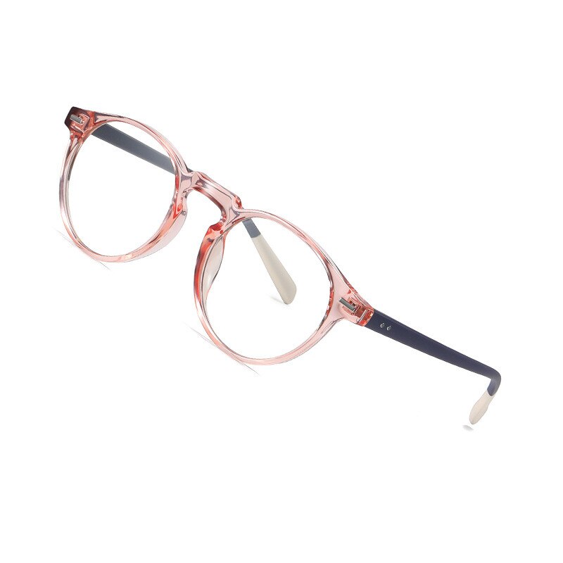 Aofly meekleurende bril voor dames, ronde anti-blauw licht bril voor dames, vintage optisch montuur, computerbril op sterkte  uv400: C6 roze