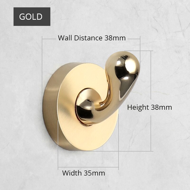Kak zink legering guld sort tøj knage bøjler væg krog frakke taske hat hænge kroge badeværelse køkken stativer væg hardware: Guld