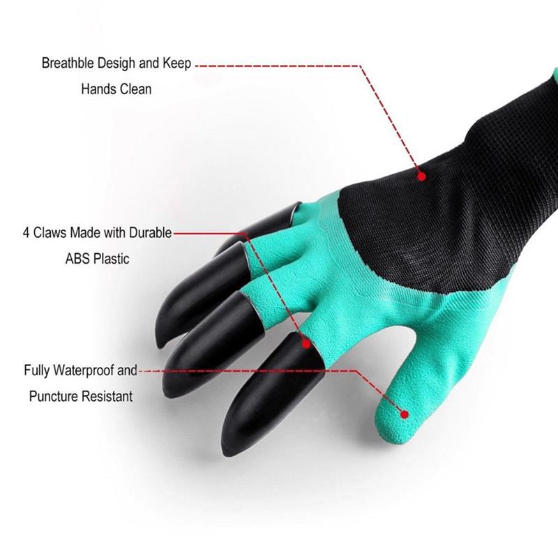 Guantes de jardín con garras, manoplas de goma de plástico ABS para jardinería, excavación, plantación, producto duradero para el hogar, 1 par