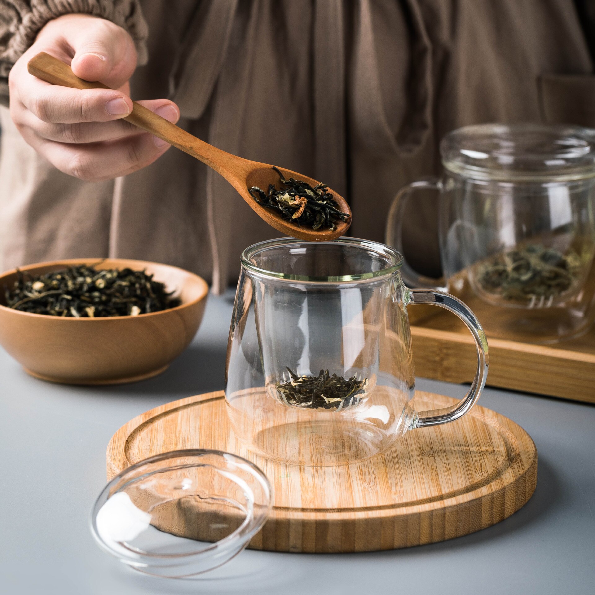 Vaso de té de vidrio de borosilicato de 350 ml/500 ml para oficina, gafas de té de Kung Fu con infusor, taza de agua desmontable aislada