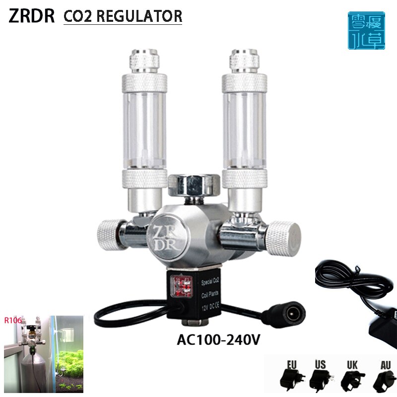 ZRDR Aquarium CO2 Regulator With Solenoid valve one-way Bubble Counter Fish tank Control System kit,CO2 Pressure reducing Valve