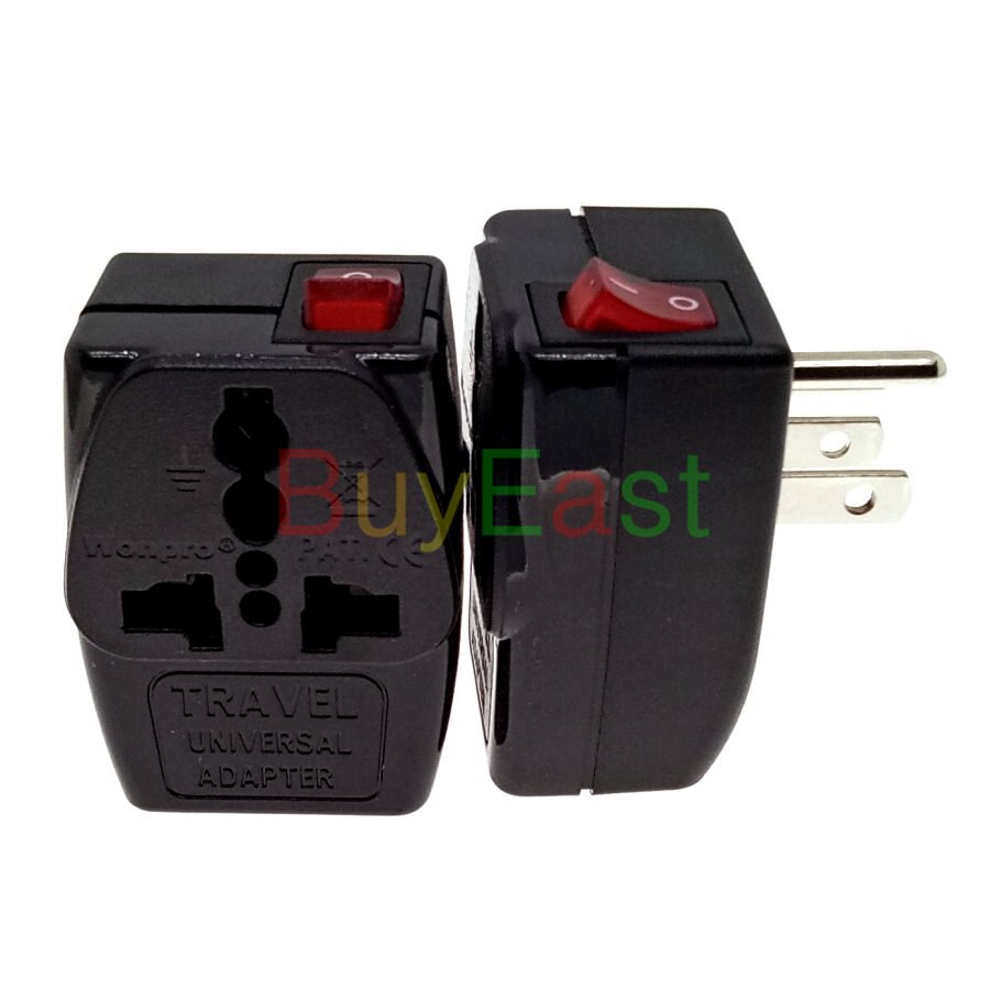 2 IN 1 - US Canada Thailand Electrical Plug Adapter AC100~250V 10A With On/Off Main LED Switch