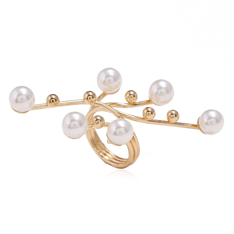 IHUES 1Pcs French Vintage Pearl Rings for Women Joint Opening Ring Party Engagement Decoration: Watermelon red
