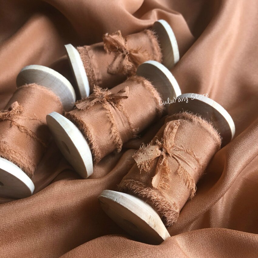 chiffon di seta Del Nastro per Il FAI DA TE dell'invito di Cerimonia Nuziale Scatola Regalo Complementi Arredo Casa dell'arco Dei Capelli Arancione Polveroso Puro Nastri di Seta impalpabile