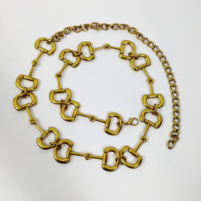 Guld kæde bælte damer talje bælter til kvinder sølv metal ketting riem luksus cinturon mujer punk linning lås hiphop: D bælte luksus