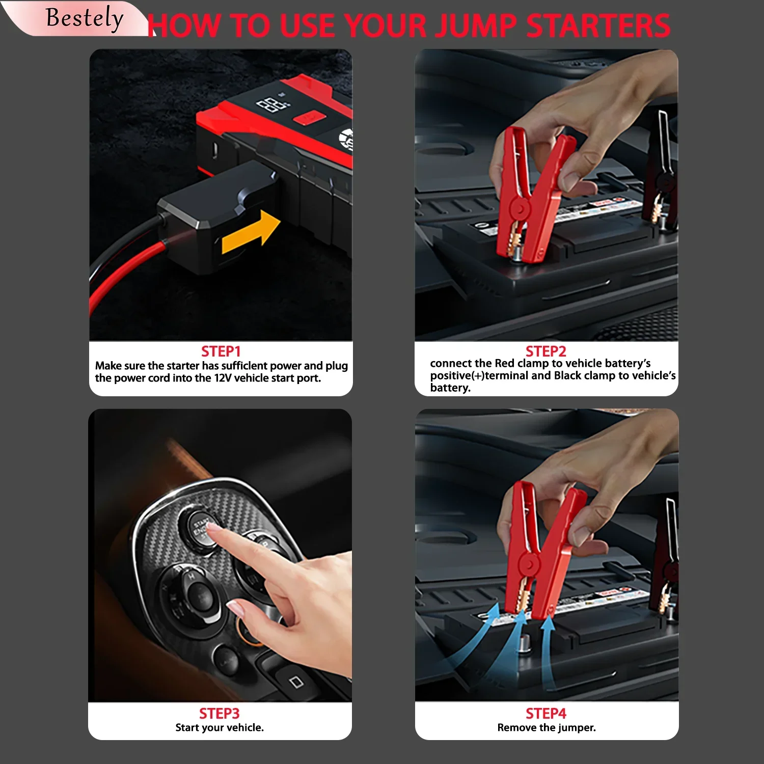 12v Car Battery Jump Starter,3000A Peak Jump Starter Battery Pack,Portable Jump Box withwith Full LCD Screen & LED Light & USB