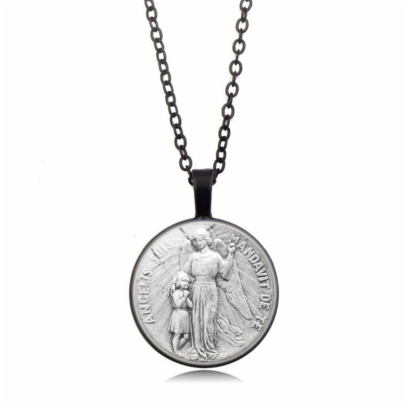 Classic Glass Dome Pendant Necklace Michael the archangel Necklace Women Men 3 Colors Sweater Chain Jewelry Accesories