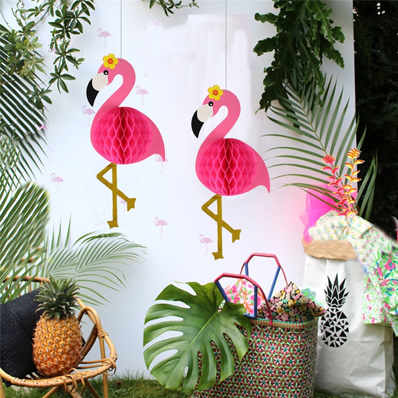 3D Party DIY Decoratie Flamingo Bruiloft Flamingo Lantaarn Ornamenten Papier Honingraat Flamingo Wedding Party Decoratie XMAS