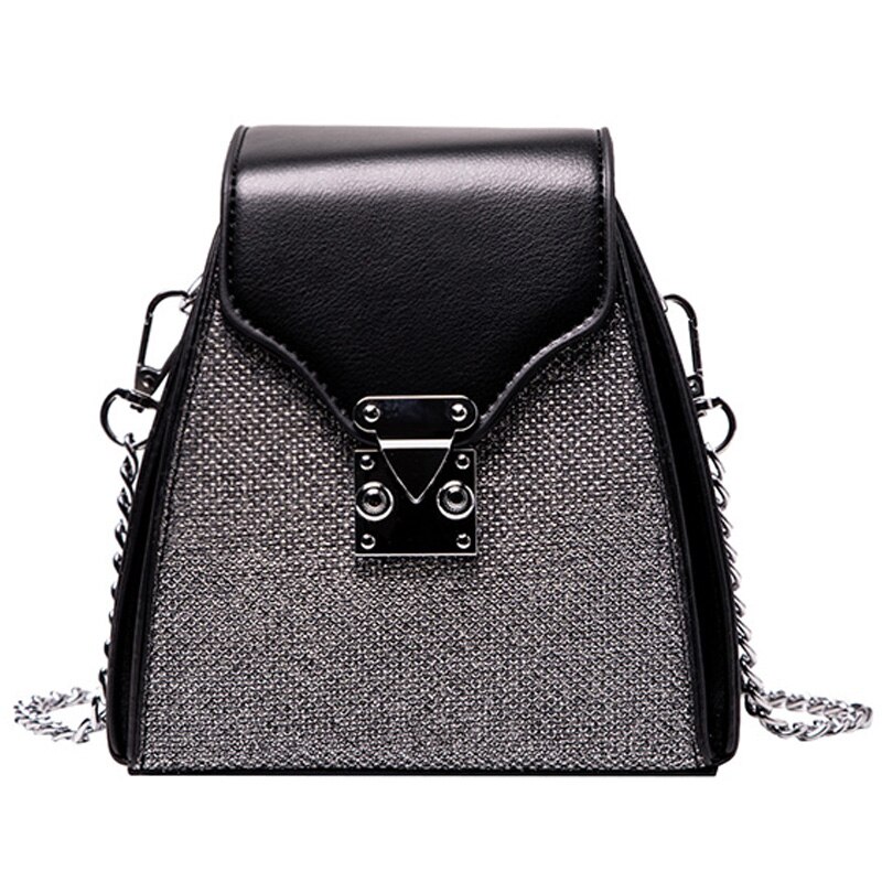 Contrast color Bucket bag PU Leather Women's Handbag Lock Chain Shoulder Messenger Bag