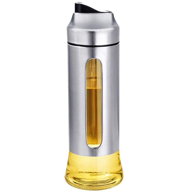 Auto Flip Olive Oil Dispenser Oil Bottle Wide Opening Clear Lead Free Glass Cruet Dispenser Oil Drip Free Spout Bottle: Default Title