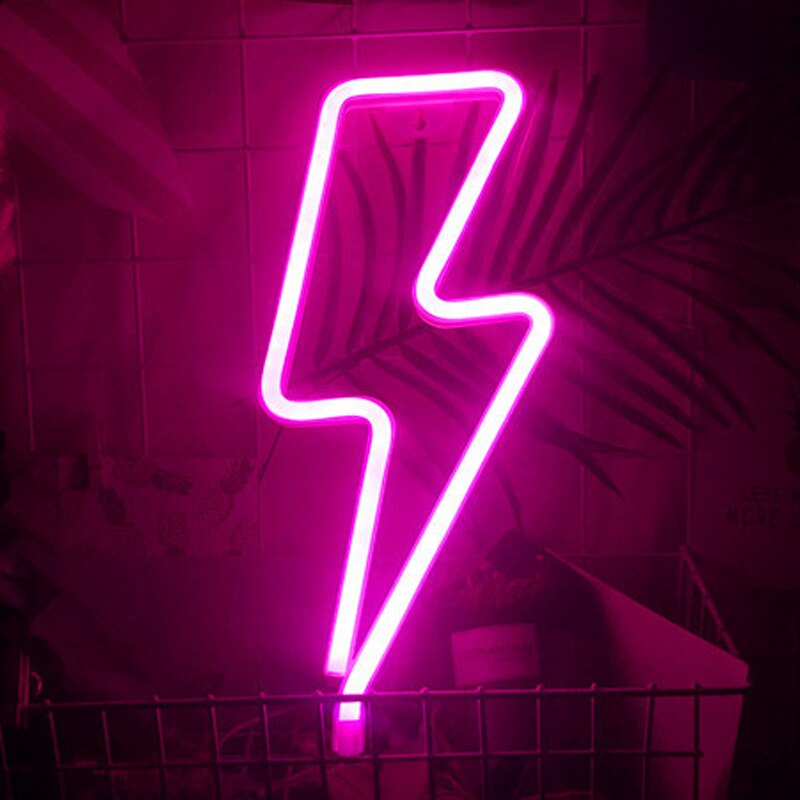 Lightning Led Neon Sign Muur Nachtlampje Usb Batterij Operated Tafellamp Voor Thuis Slaapkamer Party Wedding Decor Kids: Pink