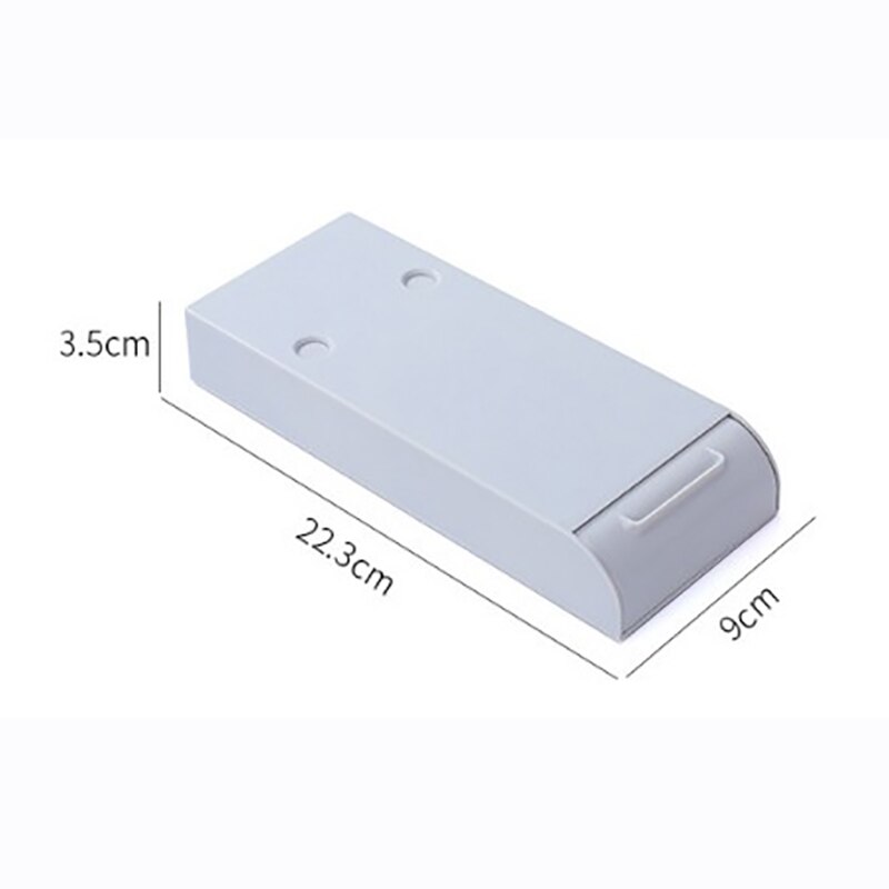 Itseliimautuva muovinen laatikko työpöydän alle piilotettu kynäteline työpöydän tavaroiden järjestäjä säilytyslaatikon pidike kotelo 22.3 x 13.5 x 3.5cm