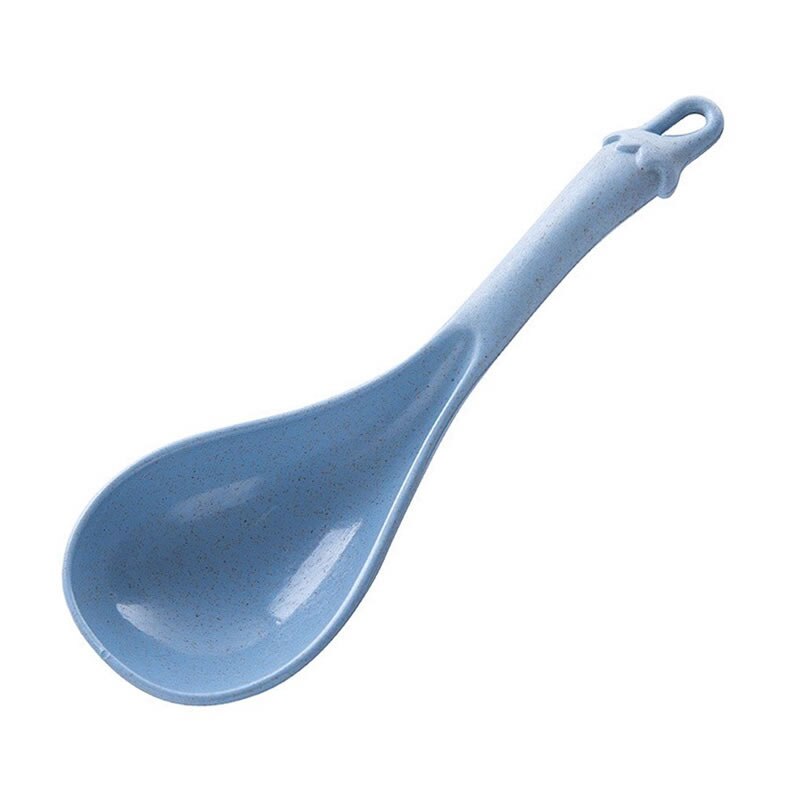 QueenTime Kunststoff Suppe Schöpfen Weizen Stroh Große Löffel Chinesische Suppe Löffel Mit Hängen See Blau Küche Pfannen Scoop Kochen Gerät: Blau