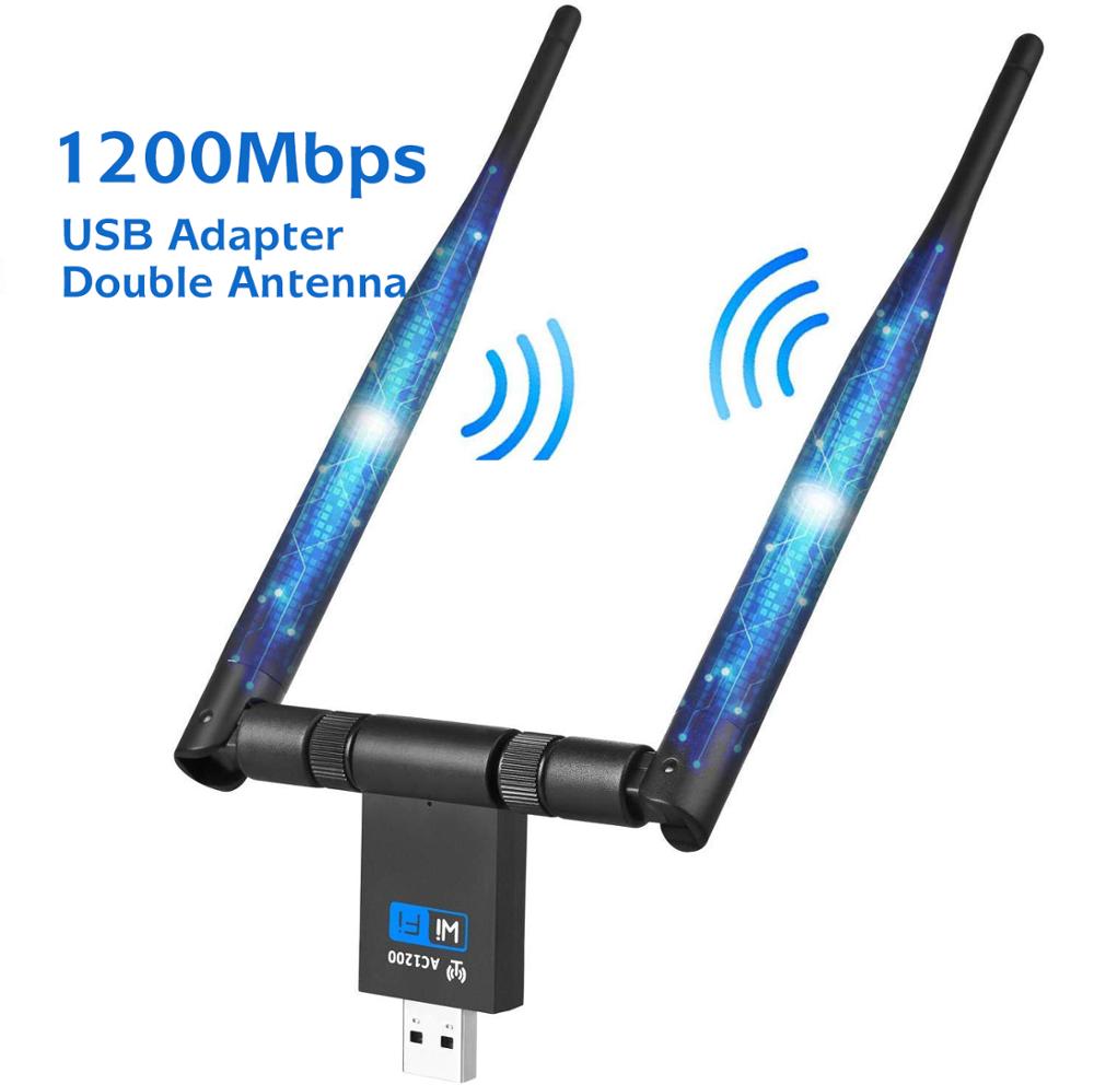 Amkle usb trådløs wifi adapter bt wifi dongle 1200 mbps usb ethernet adapter dobbel antenne lan 2.4/5.8g usb nettverkskort: 1200 mbps cd