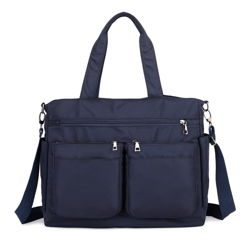 Bolso de mano Oxford impermeable para mujer, bolsa de hombro informal de nailon, de gran capacidad, de lona, con asa superior: Azul oscuro