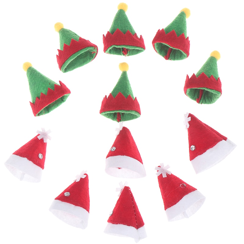 6 Stks/partij Lollipop Decor Kerst Hoed Kleine Mini Snoep Kerstman Cap Decoratie Party Diy Decor