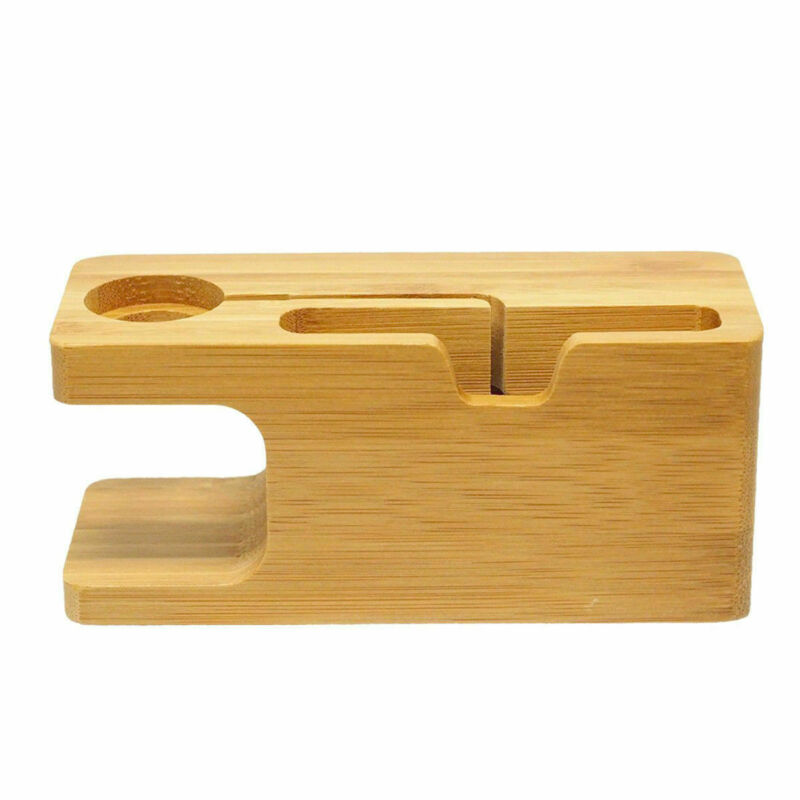 Charging Dock Stand Station Bamboo Base Charger Holder For Apple Watch iWatch iPhone Bamboo