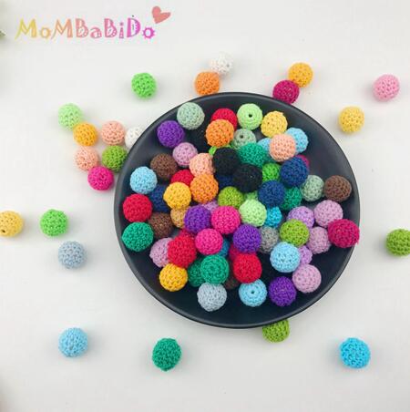 16-20mm Baby Ronde Houten Kralen Gehaakte Kleur Mix Bal 50 Stks Hout Bijtring Decoratie Rammelaar Toy accessoires Beste: 16mm