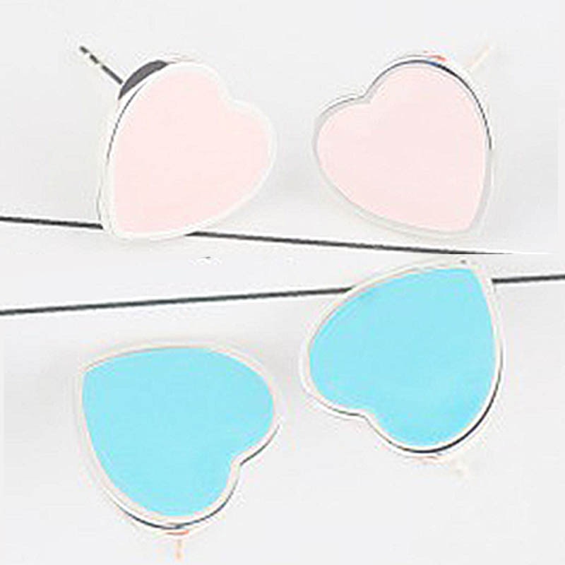 women earring stud Stainless steel Blue heart earrings stud women jewelry for women Accessories punk stly