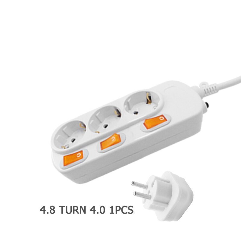 Power Strip Surge Protection 3 Outlets EU Socket Plug Electrical Extension Sockets Independent Switches 1.5/2.5m Cord: 3ac socket gift / Extension cord 1.5M